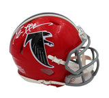 Deion Sanders Signed Atlanta Falcons Speed Throwback Red NFL Mini Helmet