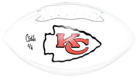 CARSON STEELE AUTOGRAPHED KANSAS CITY CHIEFS WHITE LOGO FOOTBALL BECKETT