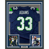 Framed Autographed/Signed Jamal Adams 33x42 Seattle Navy Blue Jersey JSA COA