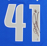 Dirk Nowitzki Signed Dallas Mavericks M&N Swingman HOF Royal Blue Jersey