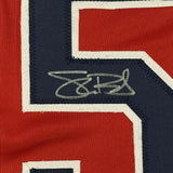 FRAMED Autographed/Signed SHANE BIEBER 33x42 Cleveland Red Jersey JSA COA Auto