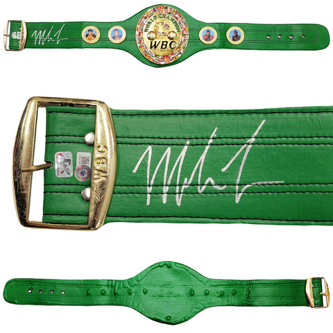 MIKE TYSON AUTOGRAPHED GREEN WBC WORLD CHAMPIONSHIP BELT BECKETT WITNESS 210830