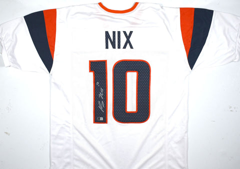 Bo Nix Autographed White Pro Style Jersey - Beckett W Hologram *Silver