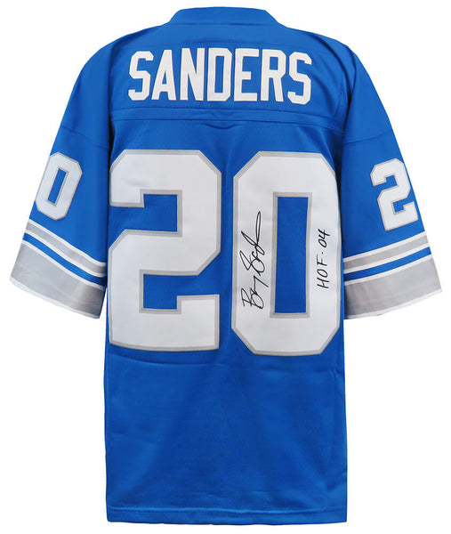 Barry Sanders Signed Lions Blue 1996 T/B M&N NFL Legacy Jersey w/HOF'04 (SS COA)