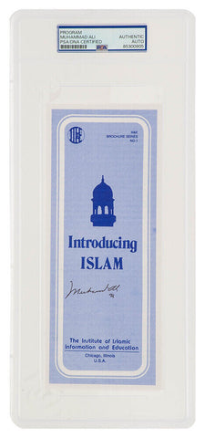 Muhammad Ali Signed Introducing Islam Blue 9x3 Pamplet - (PSA/DNA Encapsulated)