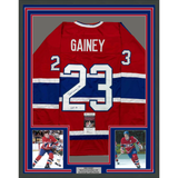 Framed Autographed/Signed Bob Gainey 35x39 HOF 1992 Montreal Red Jersey JSA COA