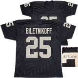 RAIDERS FRED BILETNIKOFF AUTOGRAPHED BLACK JERSEY SB XI MVP BECKETT 230002