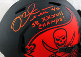 Mike Alstott Signed TB Bucs F/S Eclipse Speed Helmet w/Insc - Beckett W Auth