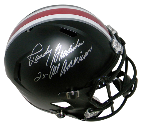 RANDY GRADISHAR SIGNED AUTOGRAPHED OHIO STATE BUCKEYES F/S BLACK SPEED HELMET