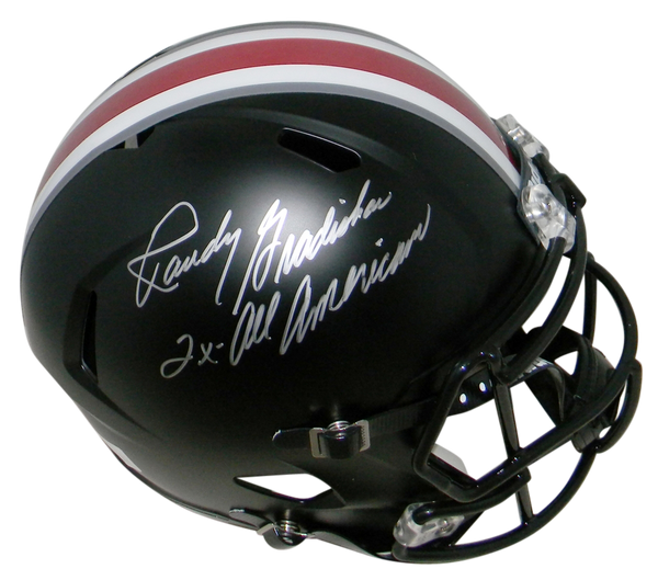 RANDY GRADISHAR SIGNED AUTOGRAPHED OHIO STATE BUCKEYES F/S BLACK SPEED HELMET