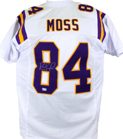 Randy Moss Autographed White Pro Style Jersey-Beckett W Hologram *Silver