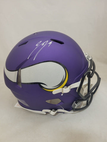 JJ McCARTHY SIGNED MINNESOTA VIKINGS F/S SPEED AUTHENTIC HELMET BECKETT QR