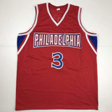 Autographed/Signed Allen Iverson Philadelphia Red Basketball Jersey JSA COA Auto