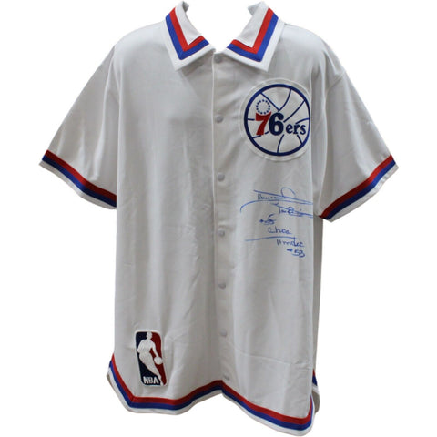 Darryl Dawkins Signed 76ers Mitchell & Ness White Warmup Jacket BAS 48479