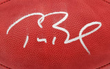 TOM BRADY AUTOGRAPHED NFL LEATHER SB LOGO FOOTBALL PATRIOTS FANATICS HOLO 202895