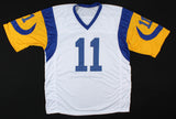 Jim Everett Signed Rams White Jersey (JSA COA) Los Angeles Quarterback 1986-1993