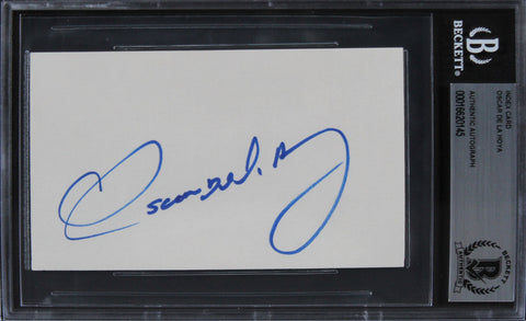 Oscar De La Hoya Boxing Authentic Signed 3x5 Index Card Autographed BAS Slabbed