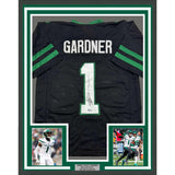 Framed Autographed/Signed Ahmad Sauce Gardner 35x39 Black Jersey Beckett BAS COA