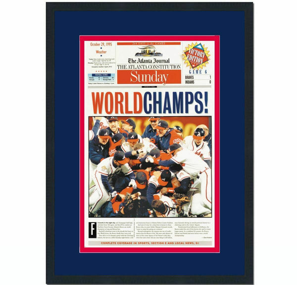 Framed The Atlanta Journal Champs Braves 1995 World Series Newspaper 17x27 Photo