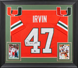 Miami Michael Irvin Authentic Signed Orange Pro Style Framed Jersey BAS Witness