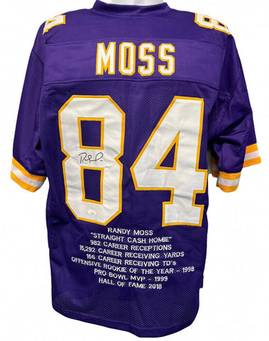 Randy Moss Signed Minnesota Viking Career Highlight Stat Jersey (JSA) All Pro WR