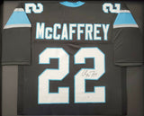 PANTHERS CHRISTIAN MCCAFFREY AUTOGRAPHED FRAMED BLACK JERSEY BECKETT 191183