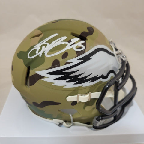 SAQUON BARKLEY SIGNED PHILADELPHIA EAGLES CAMO SPEED MINI HELMET BECKETT QR