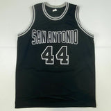 Autographed/Signed GEORGE GERVIN San Antonio Black Basketball Jersey Beckett COA