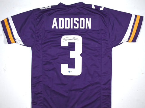 Jordan Addison Autographed Purple Pro Style Jersey - Beckett W Hologram *Black