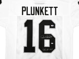 OAKLAND RAIDERS JIM PLUNKETT AUTOGRAPHED WHITE JERSEY "SB XV MVP" PSA/DNA 229530