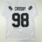 Autographed/Signed MAXX CROSBY Oakland Las Vegas White Football Jersey BAS COA