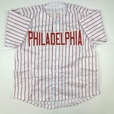 Autographed/Signed JOHN KRUK Philadelphia Pinstripe Baseball Jersey JSA COA Auto