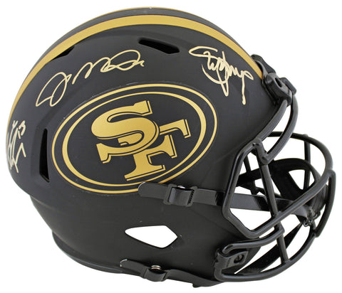 49ers (3) Purdy, Montana & Young Signed Eclipse F/S Speed Rep Helmet BAS & Fan