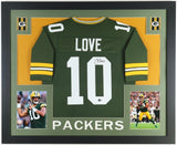 Jordan Love Signed Green Bay Packers 35" x 43" Framed Jersey (Beckett) G.B #1 QB