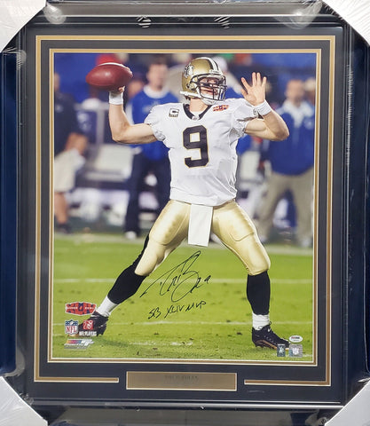 Drew Brees Autographed Framed 20x24 Photo Saints SB XLIV MVP PSA/DNA #T99312