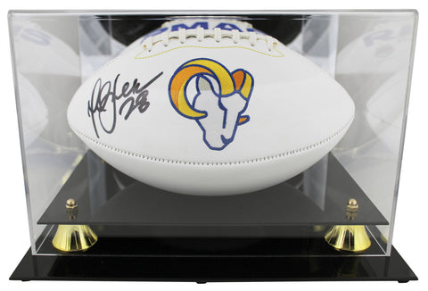 Rams Marshall Faulk Signed Wilson White Panel Logo Football W/ Case BAS Witness