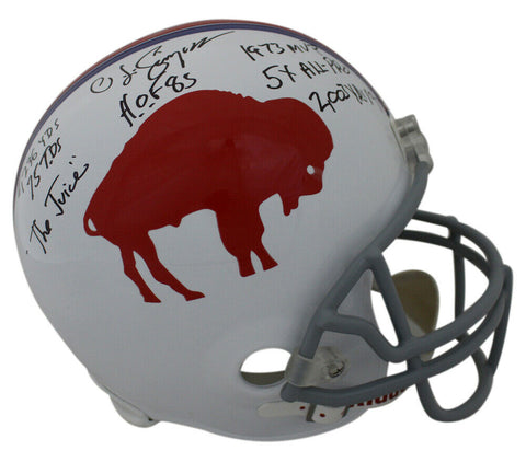 O.J. Simpson Autographed Buffalo Bills TB Replica Helmet 7 Insc JSA 24341