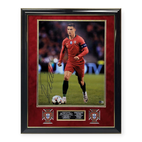 Cristiano Ronaldo Signed Autographed Portugal Photo Framed To 23x27 Beckett