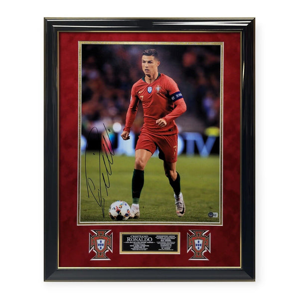 Cristiano Ronaldo Signed Autographed Portugal Photo Framed To 23x27 Beckett