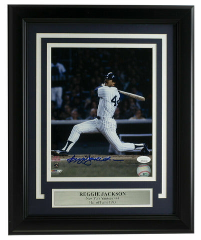 Reggie Jackson Signed Framed 8x10 New York Yankees 77 World Series Photo JSA ITP