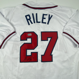 Autographed/Signed Austin Riley Atlanta White Baseball Jersey Beckett BAS COA