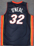 MIAMI HEAT SHAQUILLE SHAQ O'NEAL AUTOGRAPHED BLACK JERSEY ON 2 BECKETT 191016