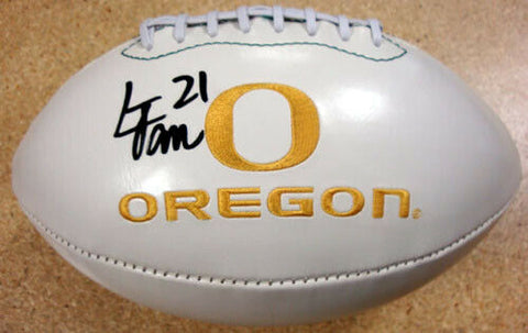 LAMICHAEL JAMES AUTOGRAPHED WHITE LOGO FOOTBALL OREGON PSA/DNA ROOKIEGRAPH 22756