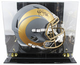 Rams Marshall Faulk Signed Slate Full Size Speed Rep Helmet w/ Case BAS Witness