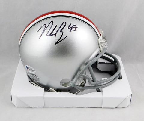 Nick Bosa Signed Ohio State Buckeyes Silver Mini Helmet- Beckett Auth *Black