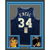 FRAMED Autographed/Signed SHAQUILLE SHAQ O'NEAL 33x42 LA Blue Jersey JSA COA