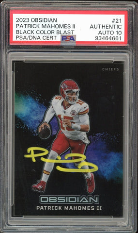 2023 Panini Obsidian Black Color Blast Patrick Mahomes PSA/DNA Authentic Auto 10