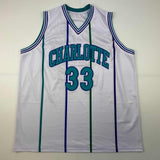 Autographed/Signed Alonzo Mourning Charlotte White Basketball Jersey JSA COA