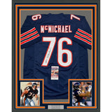 Framed Autographed/Signed Steve McMichael 35x39 Chicago Blue Jersey JSA COA