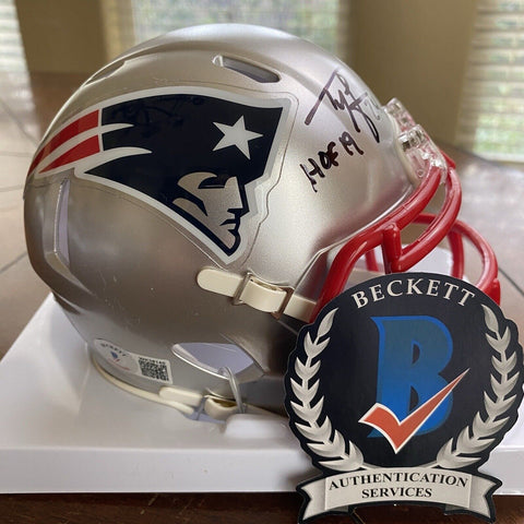 Ty Law Signed New England Patriots Mini Helmet HOF '19 Beckett